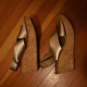 Clarks Gold and Cork Sandals.